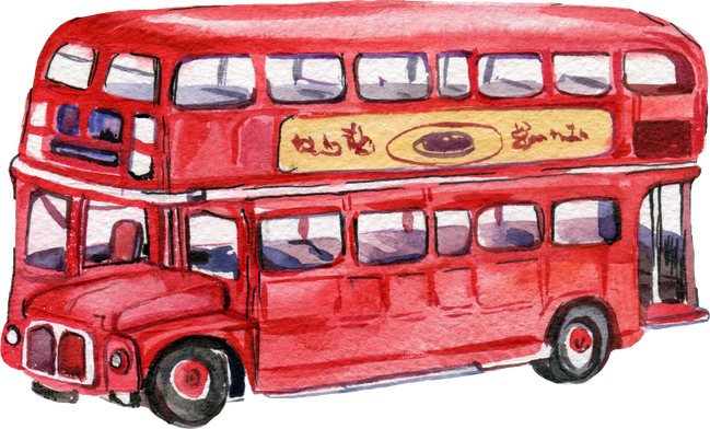 Red london tourist bus watercolor